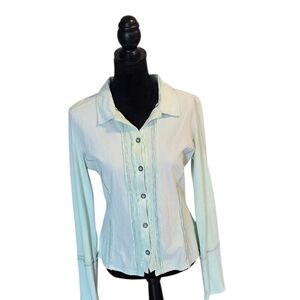 Free People Light Green Button Front Top